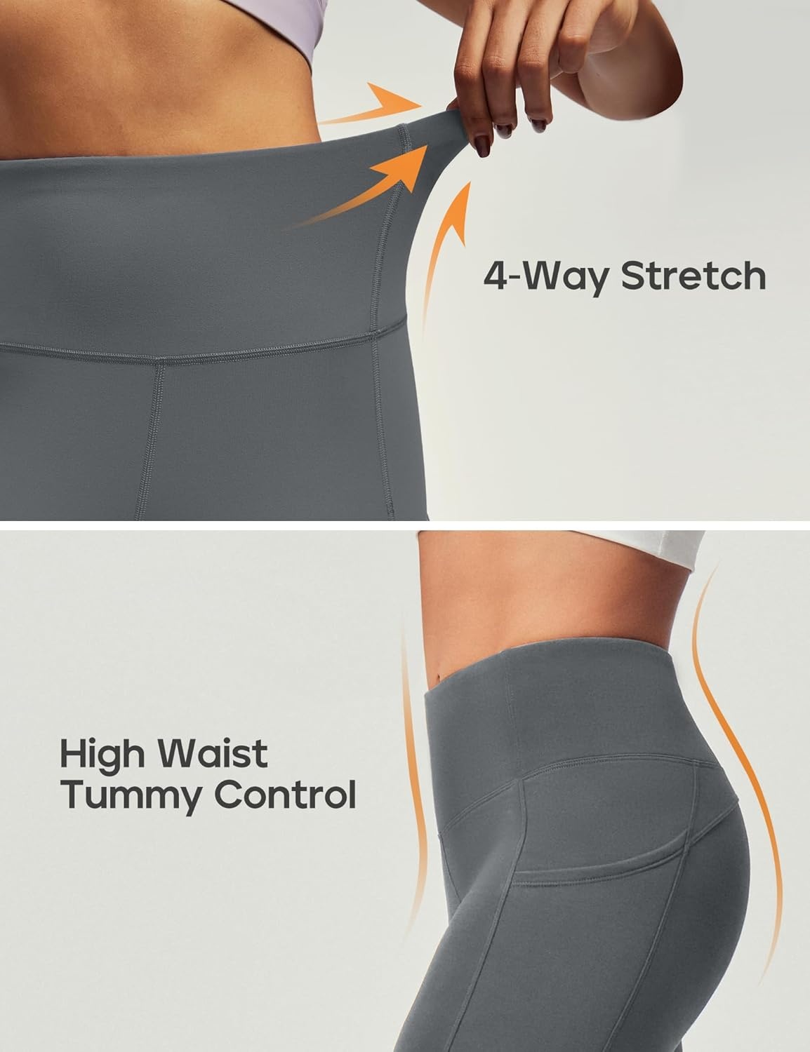 image:imageHeathyoga Fleece Lined Leggings Women with Pockets Waterproof Hiking Pants Women Warm Thermal Leggings Winter Pants RunningGrey