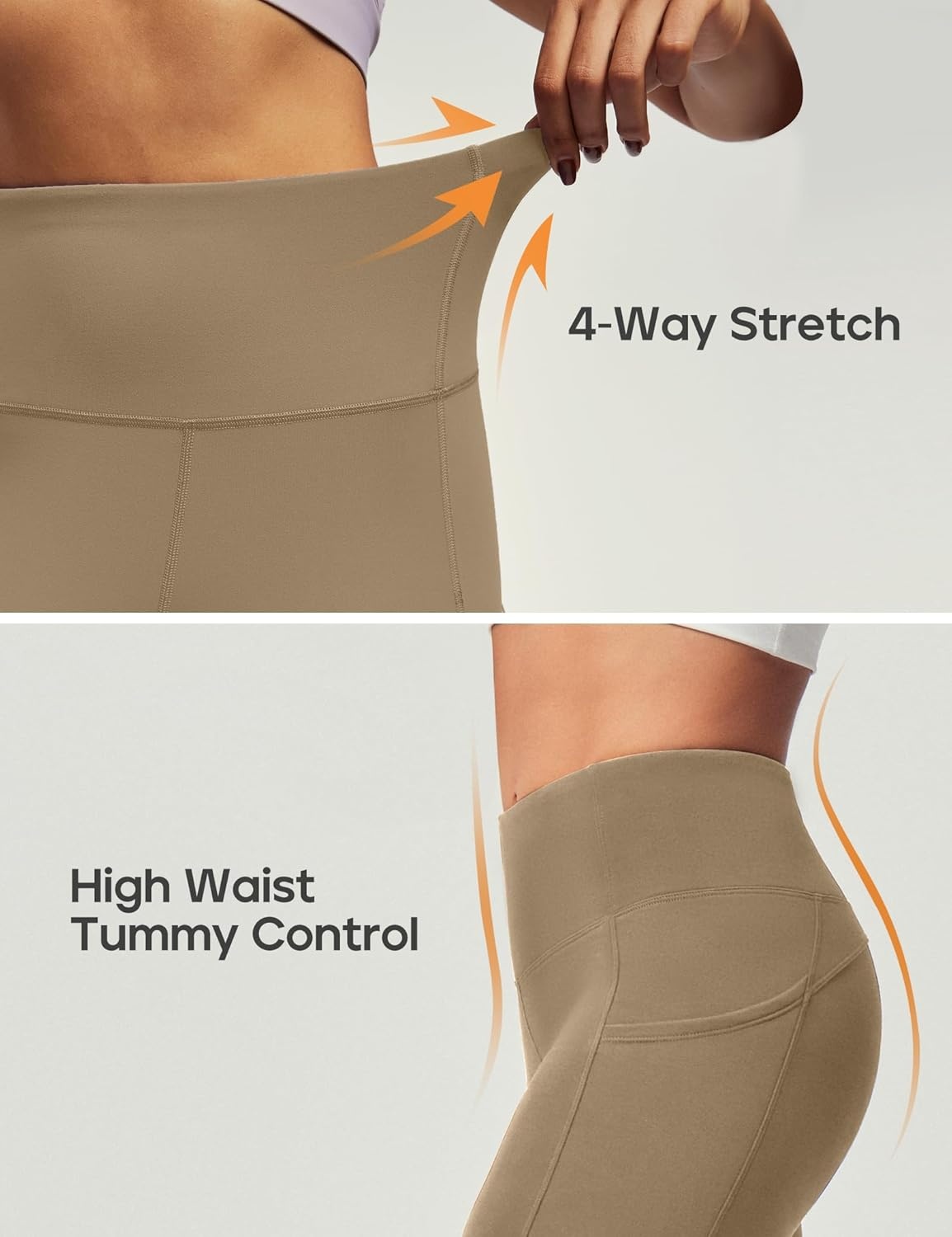 image:imageHeathyoga Fleece Lined Leggings Women with Pockets Waterproof Hiking Pants Women Warm Thermal Leggings Winter Pants RunningKhaki
