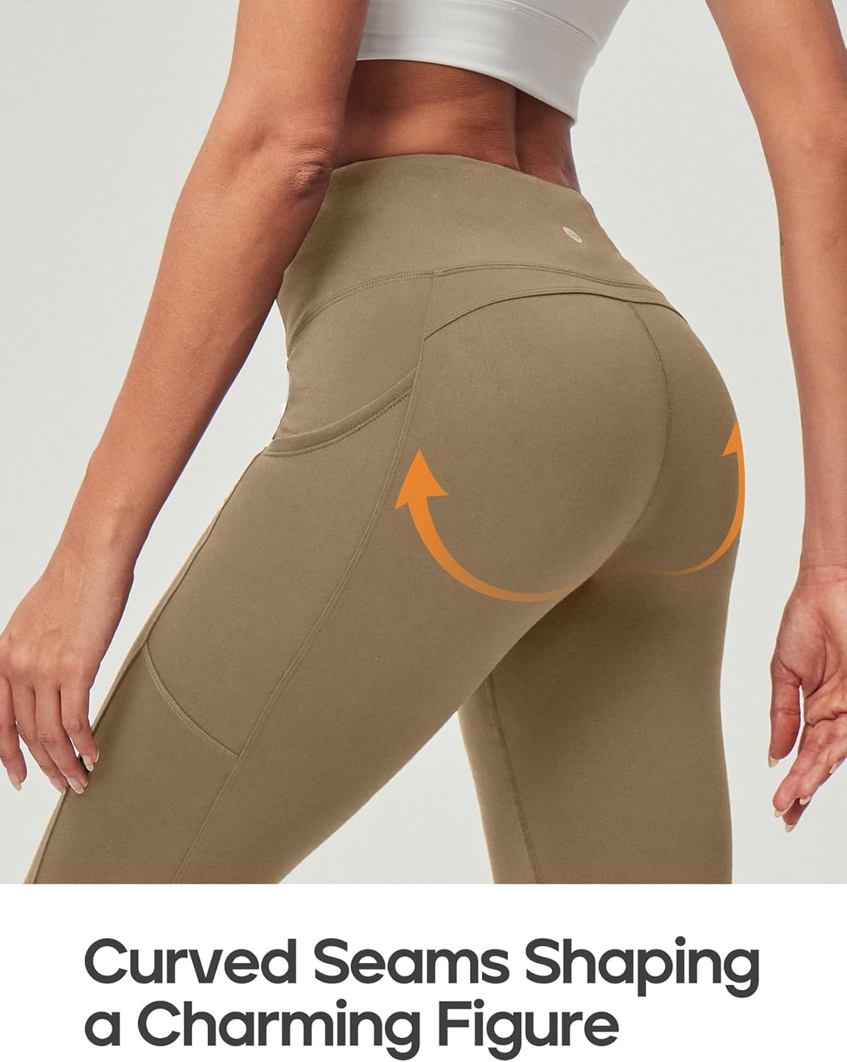 image:imageHeathyoga Fleece Lined Leggings Women with Pockets Waterproof Hiking Pants Women Warm Thermal Leggings Winter Pants RunningKhaki