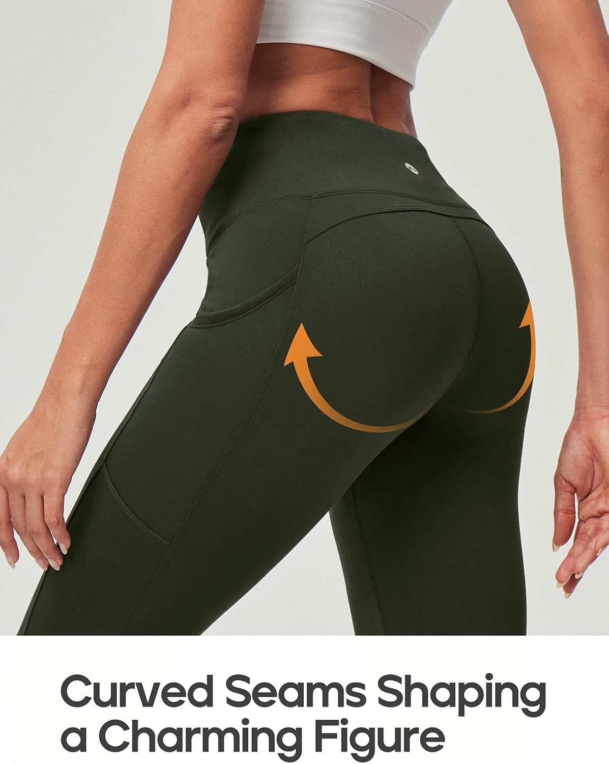 image:imageHeathyoga Fleece Lined Leggings Women with Pockets Waterproof Hiking Pants Women Warm Thermal Leggings Winter Pants RunningLegend Green