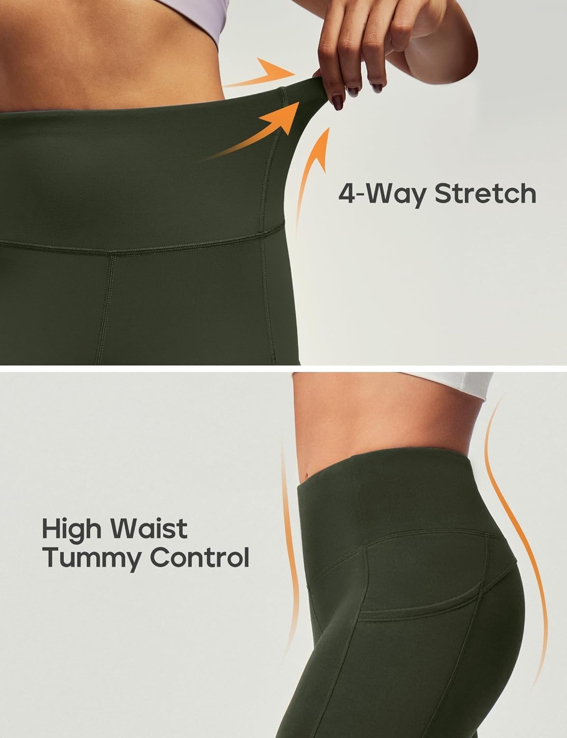 image:imageHeathyoga Fleece Lined Leggings Women with Pockets Waterproof Hiking Pants Women Warm Thermal Leggings Winter Pants RunningLegend Green