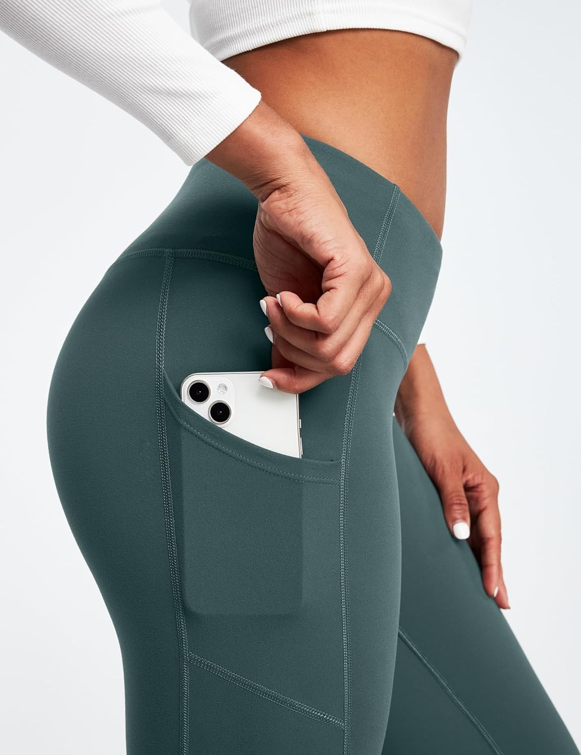 image:imageHeathyoga Fleece Lined Leggings with Pockets for Women Thermal Leggings Warm Leggings Women Winter High Waisted Yoga PantsArmy Green