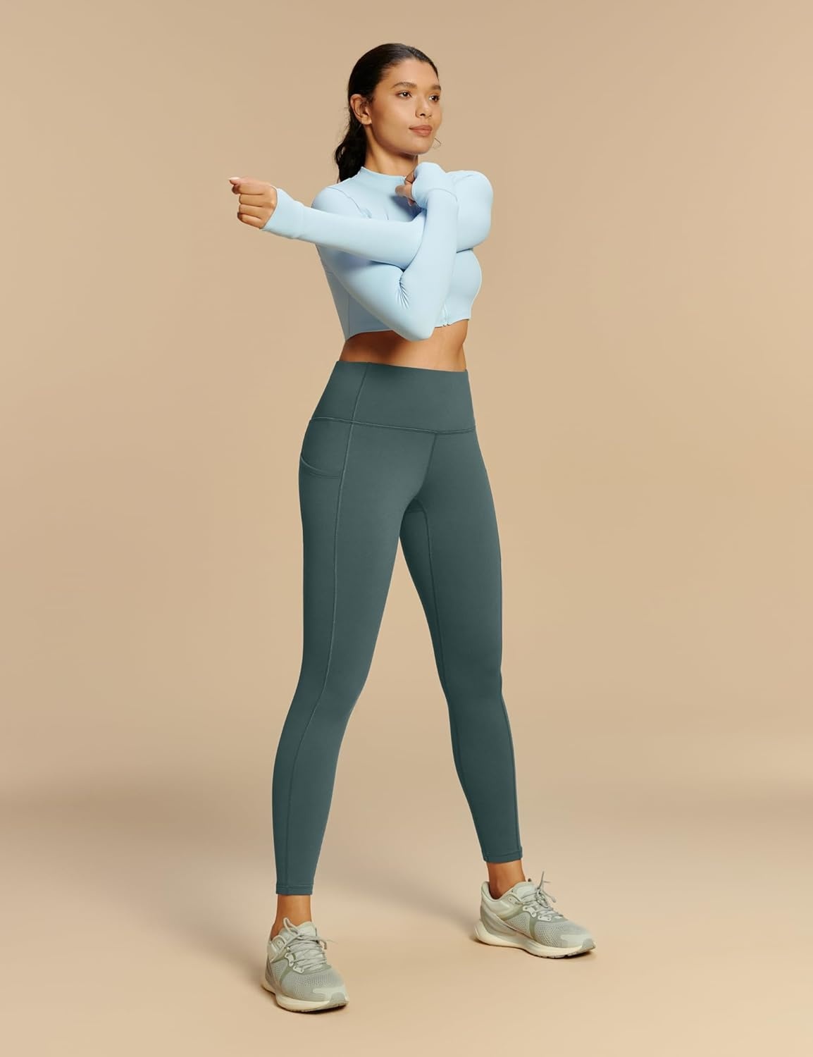 image:imageHeathyoga Fleece Lined Leggings with Pockets for Women Thermal Leggings Warm Leggings Women Winter High Waisted Yoga PantsArmy Green