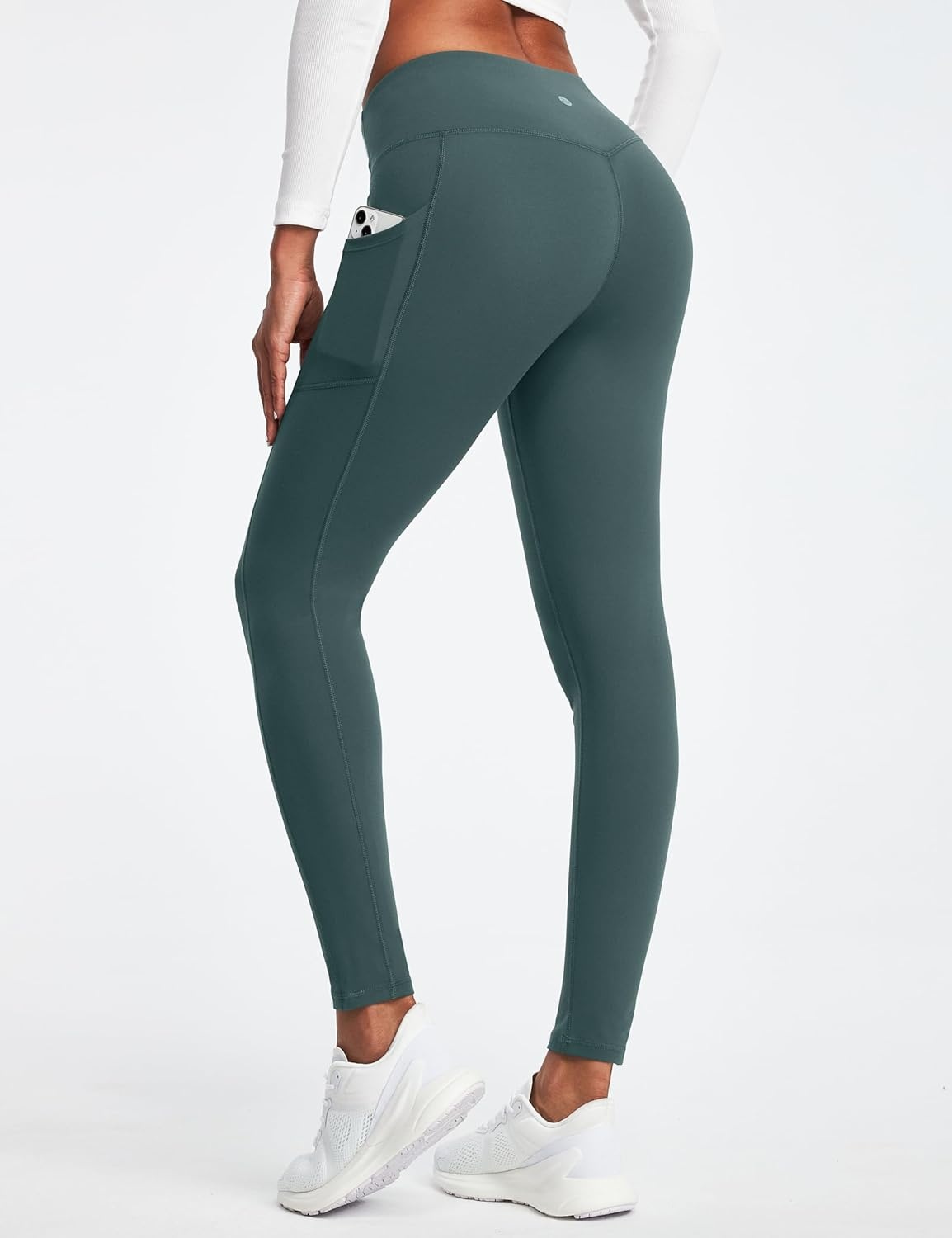 image:imageHeathyoga Fleece Lined Leggings with Pockets for Women Thermal Leggings Warm Leggings Women Winter High Waisted Yoga PantsArmy Green