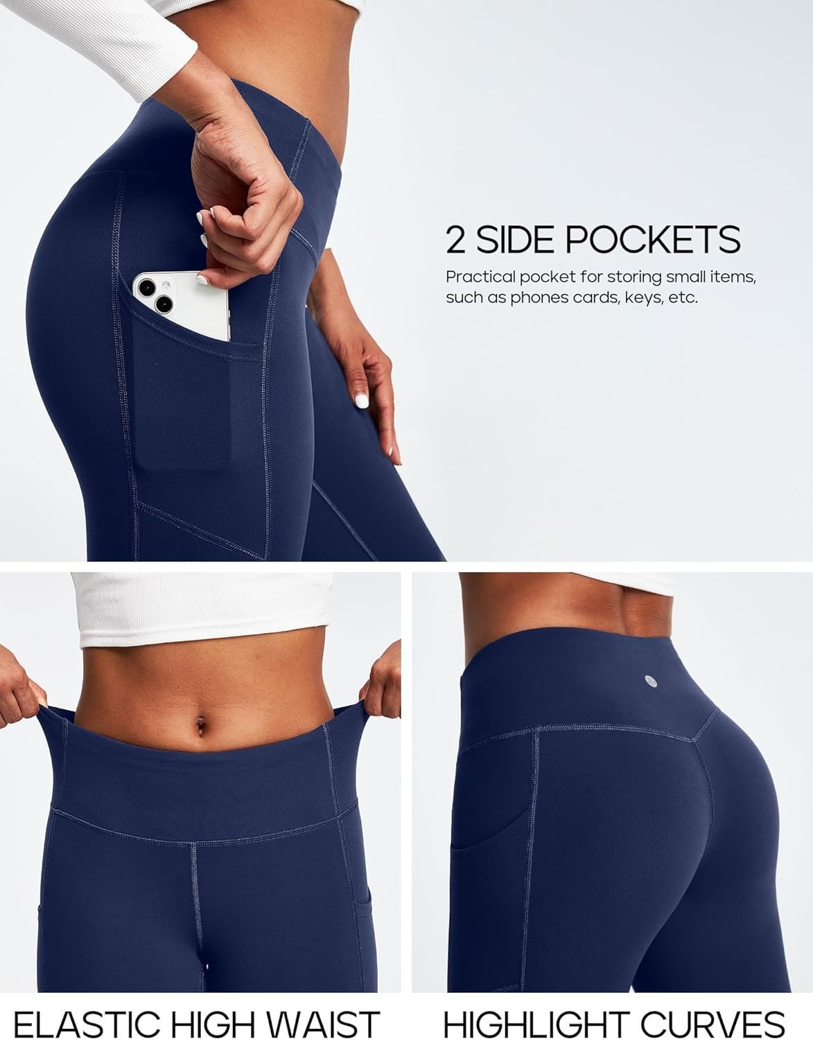image:imageHeathyoga Fleece Lined Leggings with Pockets for Women Thermal Leggings Warm Leggings Women Winter High Waisted Yoga PantsDark Blue