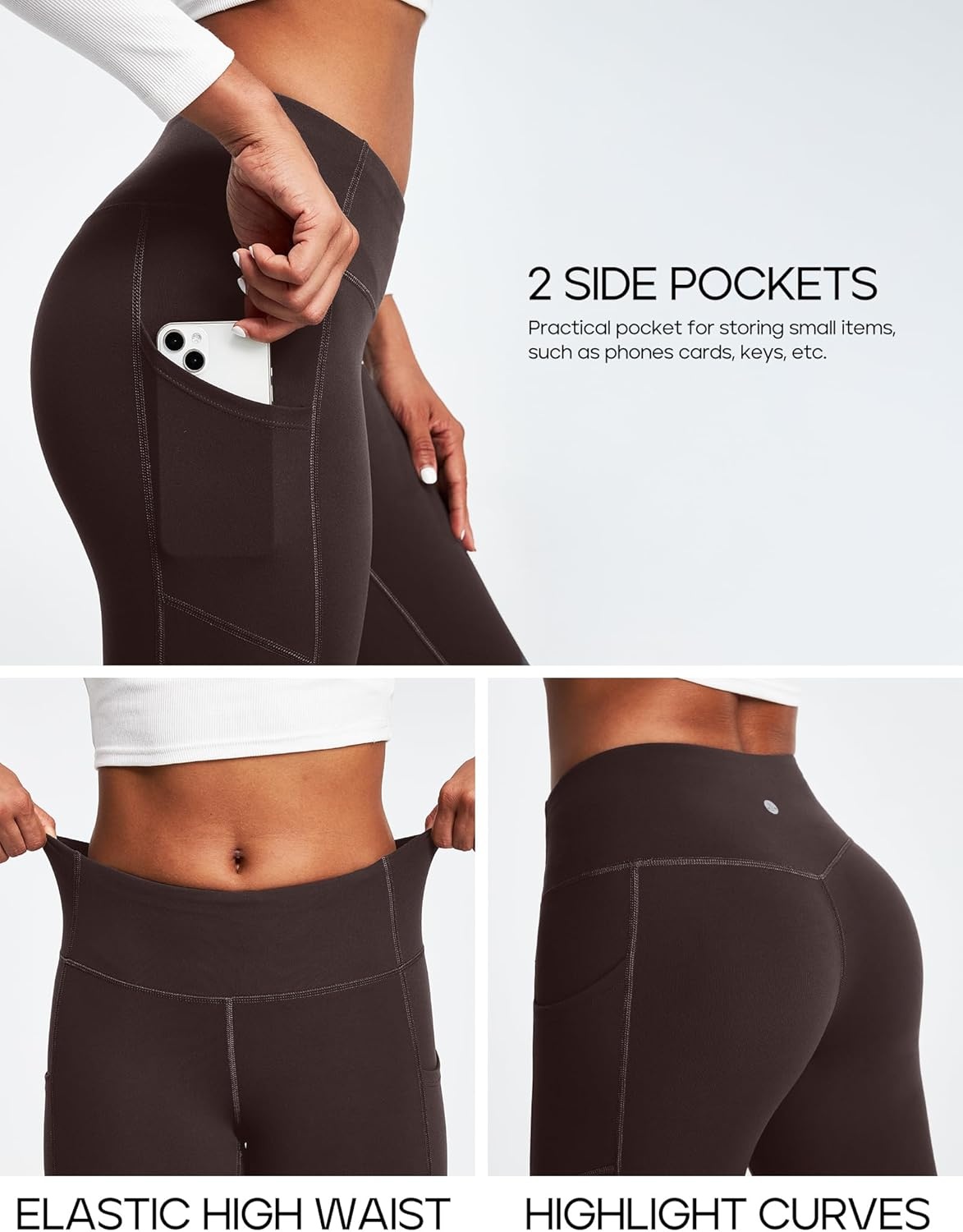 image:imageHeathyoga Fleece Lined Leggings with Pockets for Women Thermal Leggings Warm Leggings Women Winter High Waisted Yoga PantsEspresso