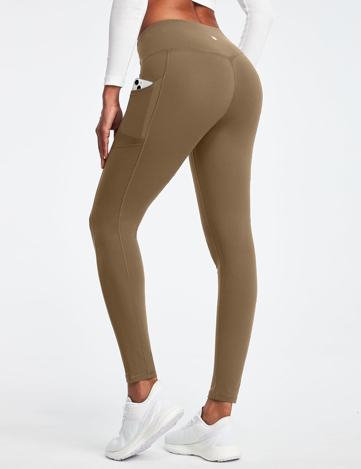 image:imageHeathyoga Fleece Lined Leggings with Pockets for Women Thermal Leggings Warm Leggings Women Winter High Waisted Yoga PantsKhaki
