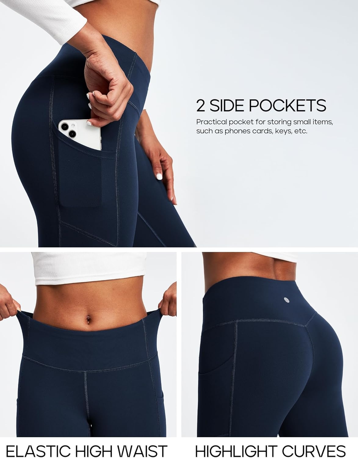 image:imageHeathyoga Fleece Lined Leggings with Pockets for Women Thermal Leggings Warm Leggings Women Winter High Waisted Yoga PantsOcean Blue