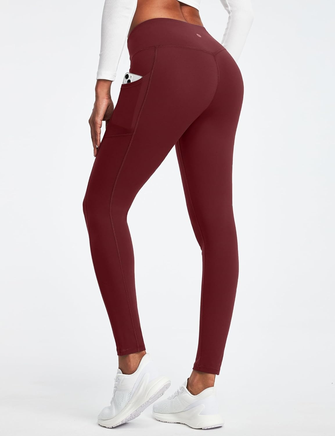 image:imageHeathyoga Fleece Lined Leggings with Pockets for Women Thermal Leggings Warm Leggings Women Winter High Waisted Yoga PantsWine