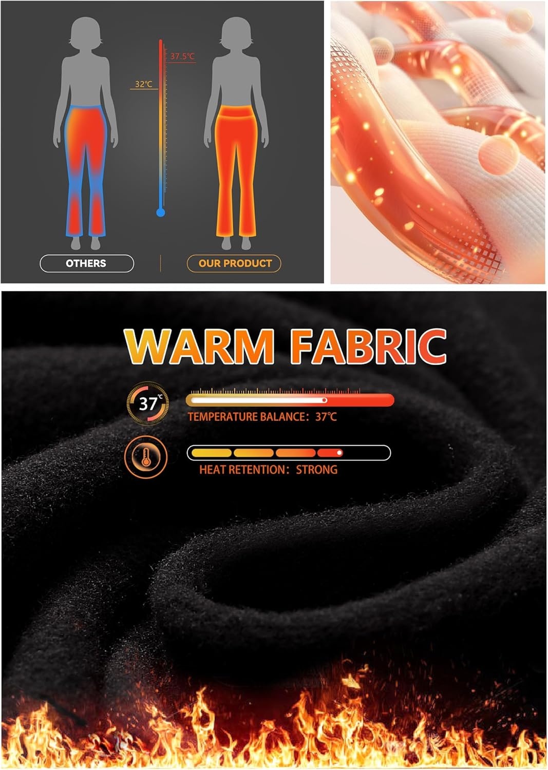 image:imageHeathyoga Fleece Lined Pants Women Yoga Pants with Pockets for Women Thermal Pants High Waist Flare Leggings for WinterBlack