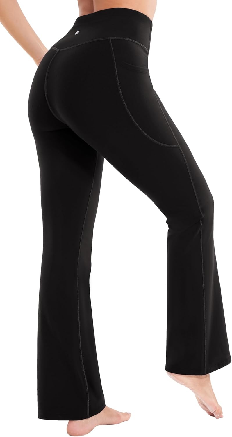 image:imageHeathyoga Fleece Lined Pants Women Yoga Pants with Pockets for Women Thermal Pants High Waist Flare Leggings for WinterBlack