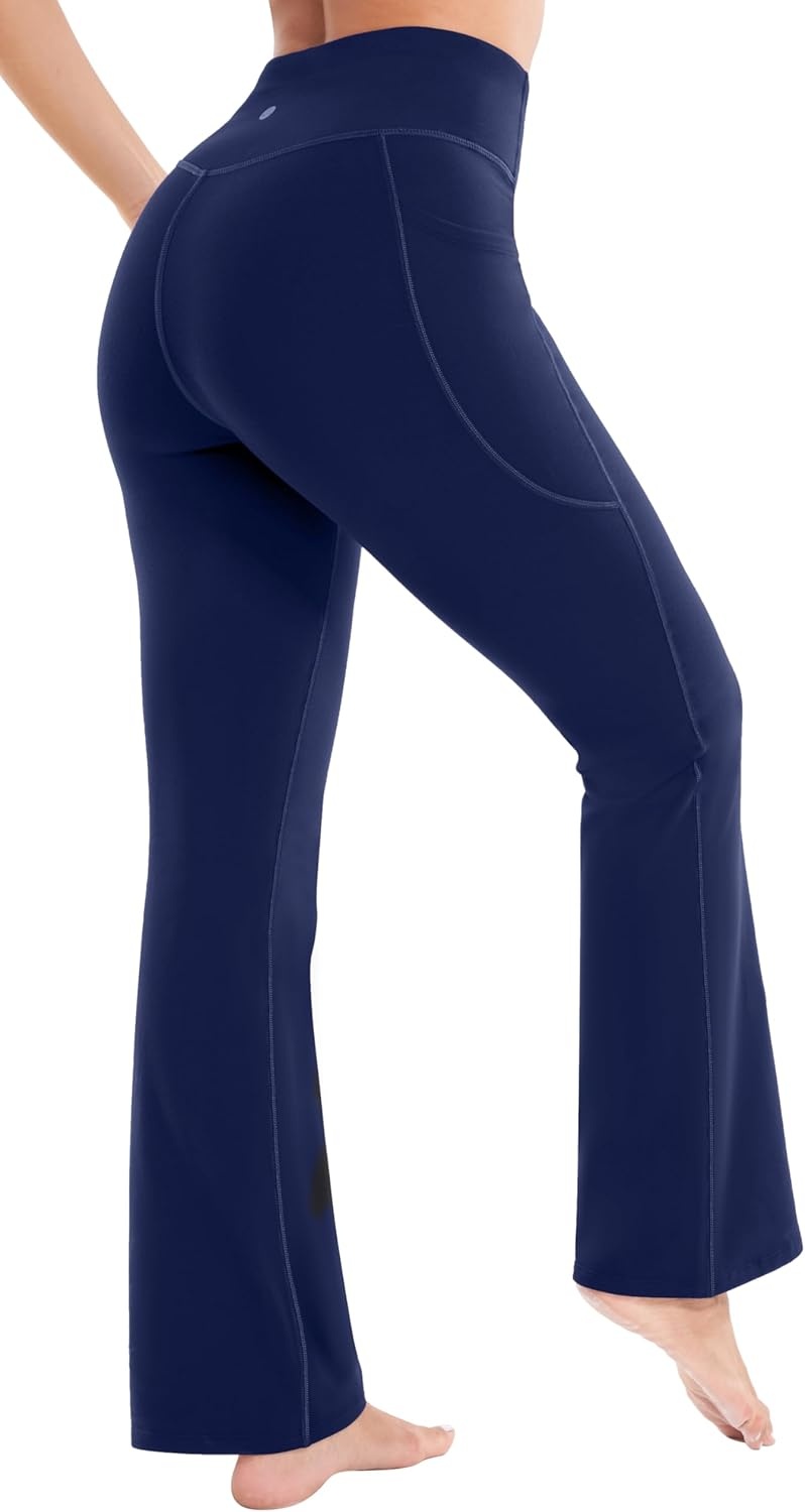 image:imageHeathyoga Fleece Lined Pants Women Yoga Pants with Pockets for Women Thermal Pants High Waist Flare Leggings for WinterBlue