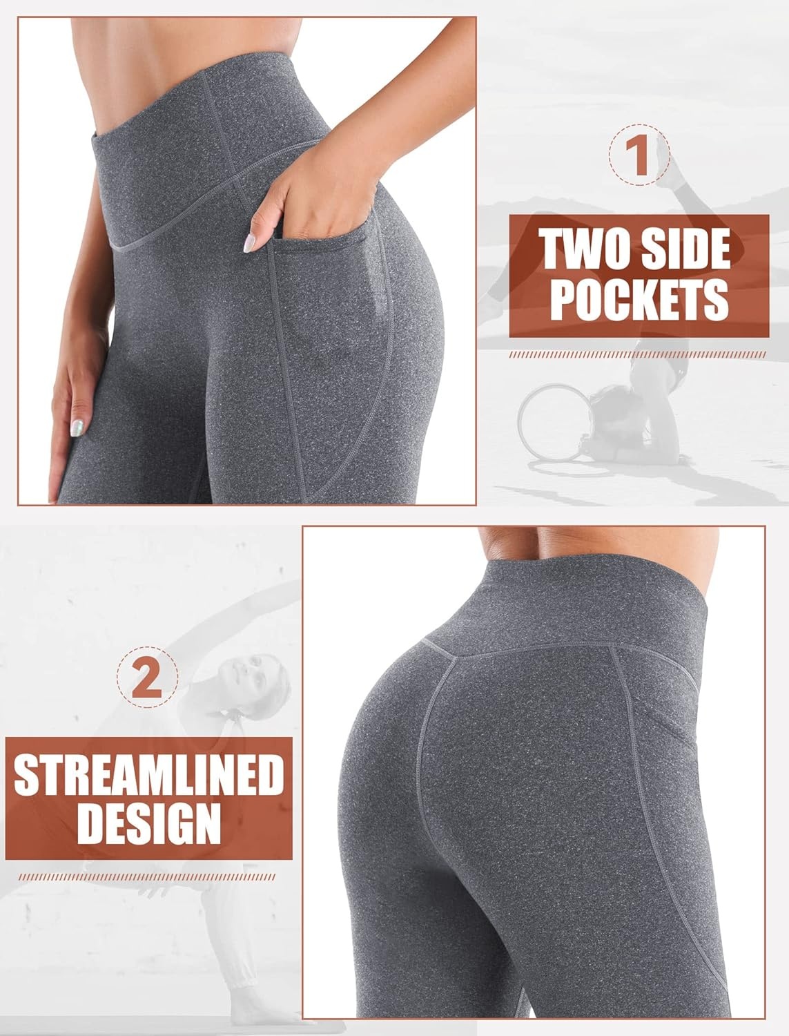 image:imageHeathyoga Fleece Lined Pants Women Yoga Pants with Pockets for Women Thermal Pants High Waist Flare Leggings for WinterCharcoal