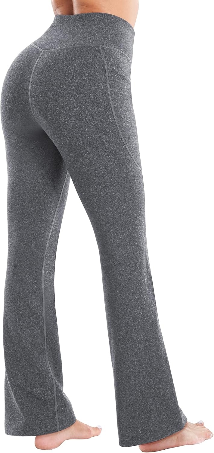image:imageHeathyoga Fleece Lined Pants Women Yoga Pants with Pockets for Women Thermal Pants High Waist Flare Leggings for WinterCharcoal