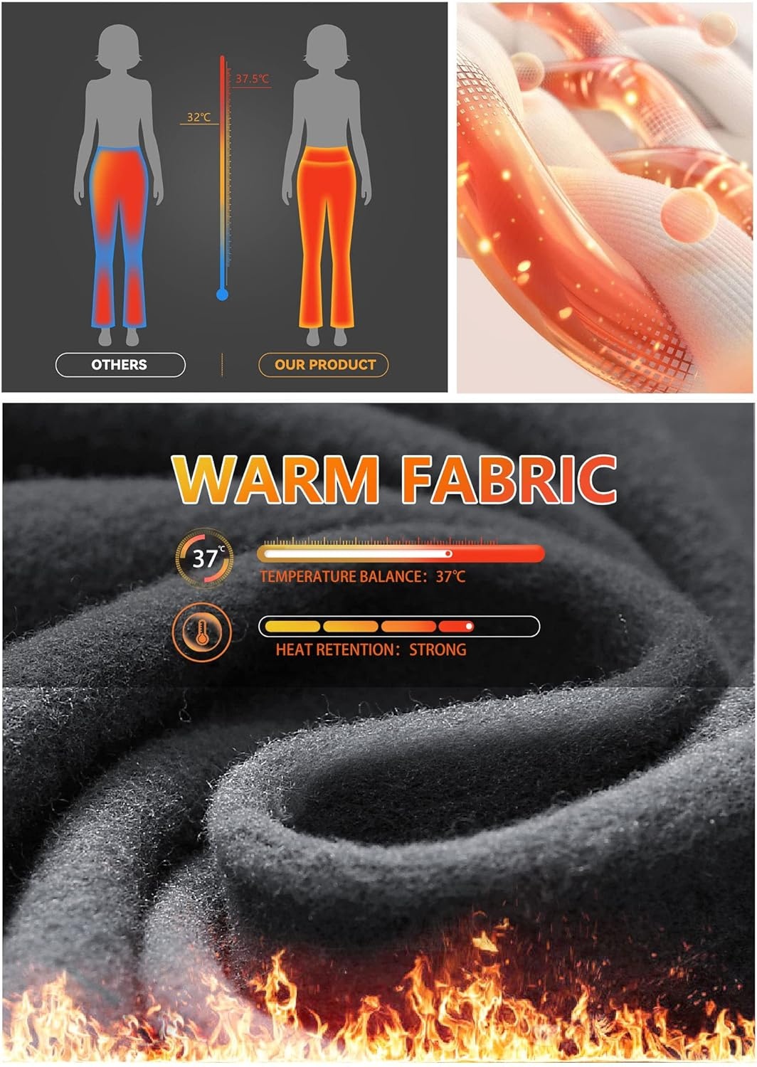 image:imageHeathyoga Fleece Lined Pants Women Yoga Pants with Pockets for Women Thermal Pants High Waist Flare Leggings for WinterCharcoal