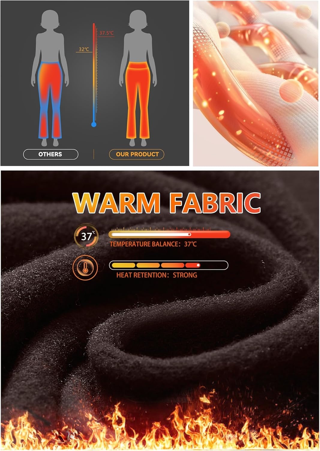 image:imageHeathyoga Fleece Lined Pants Women Yoga Pants with Pockets for Women Thermal Pants High Waist Flare Leggings for WinterEspresso