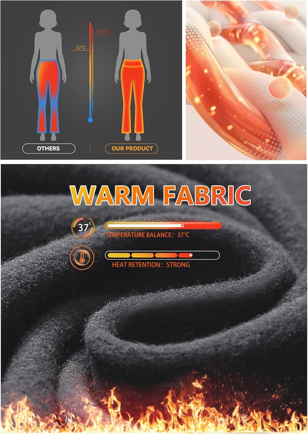 image:imageHeathyoga Fleece Lined Pants Women Yoga Pants with Pockets for Women Thermal Pants High Waist Flare Leggings for WinterGrey