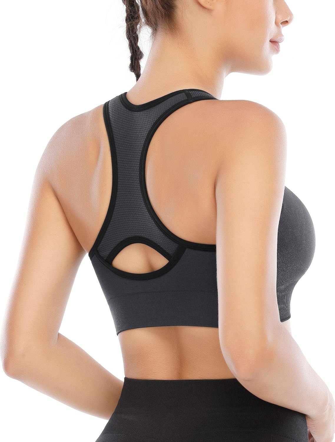 image:imageHeathyoga High Impact Sports Bras for Women High Support Padded Sports Bra Pack Racerback Bras for Women Workout Bra Sets3 Packsblackbluegrey