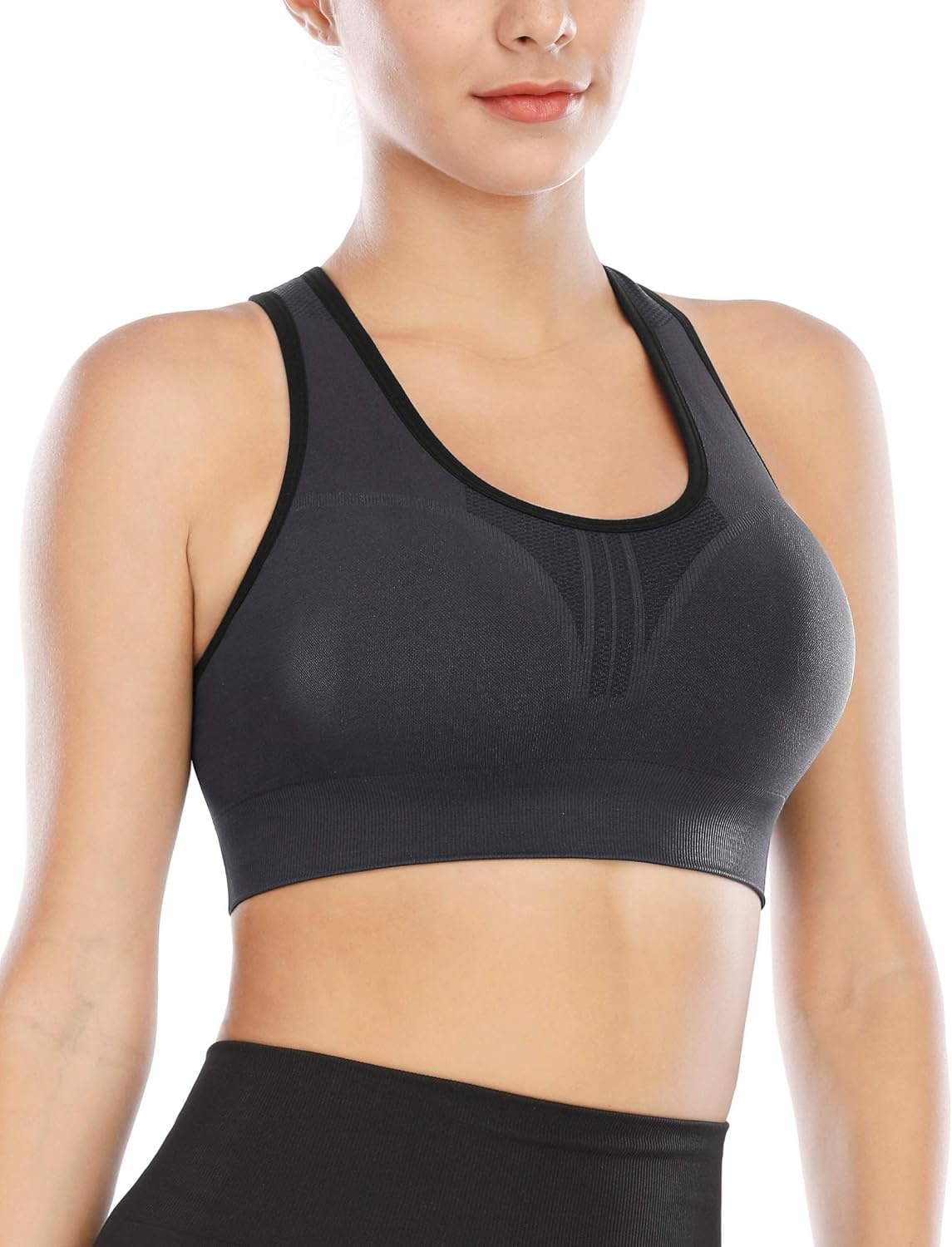 image:imageHeathyoga High Impact Sports Bras for Women High Support Padded Sports Bra Pack Racerback Bras for Women Workout Bra Sets3 Packsblackbluegrey