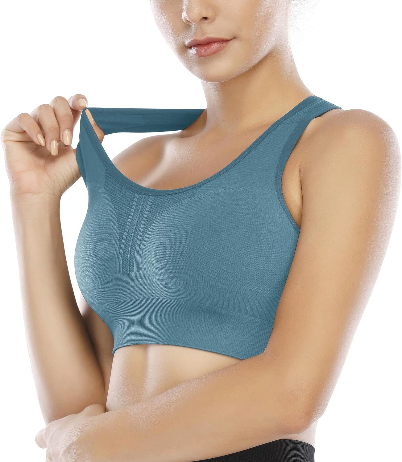 image:imageHeathyoga High Impact Sports Bras for Women High Support Padded Sports Bra Pack Racerback Bras for Women Workout Bra Sets3 Packsblackwhiteblue