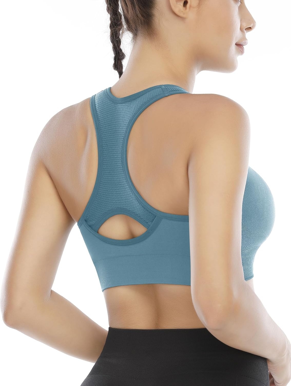 image:imageHeathyoga High Impact Sports Bras for Women High Support Padded Sports Bra Pack Racerback Bras for Women Workout Bra Sets3 Packsblackwhiteblue