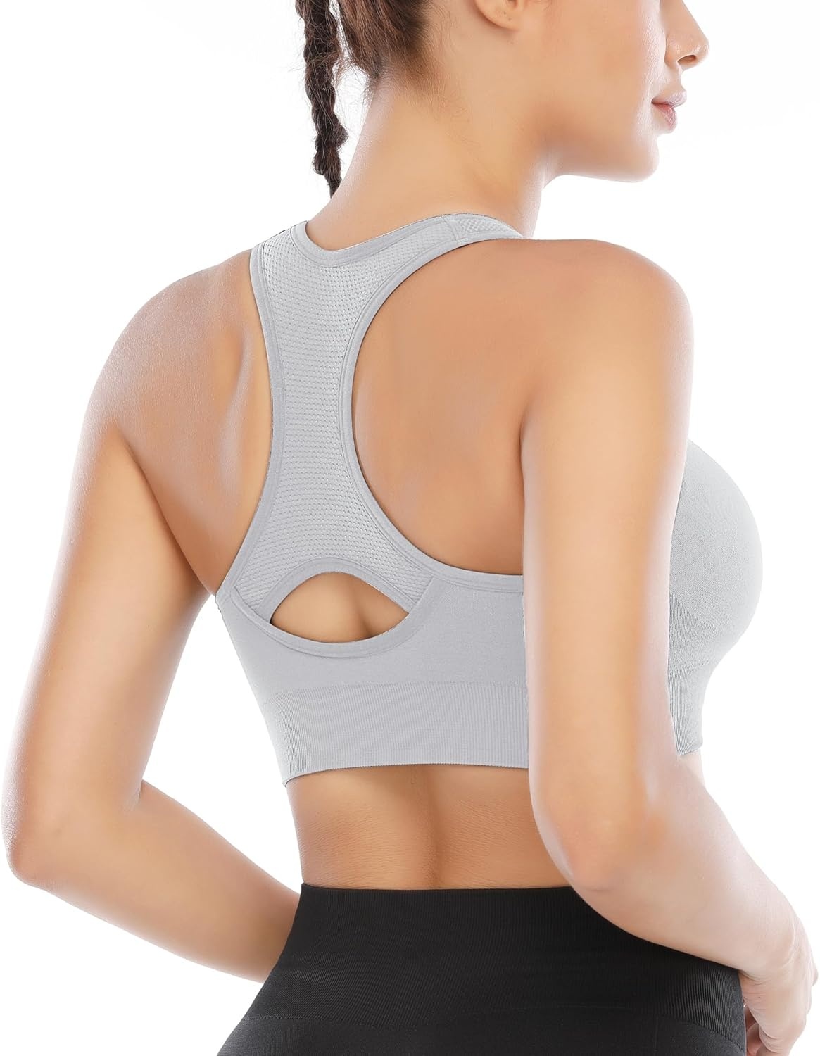 image:imageHeathyoga High Impact Sports Bras for Women High Support Padded Sports Bra Pack Racerback Bras for Women Workout Bra Sets3 Packsblackwhitegray