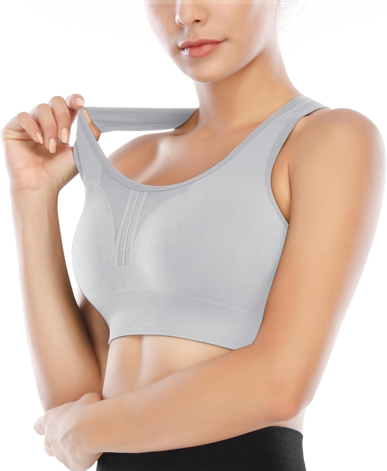image:imageHeathyoga High Impact Sports Bras for Women High Support Padded Sports Bra Pack Racerback Bras for Women Workout Bra Sets3 Packsblackwhitegray