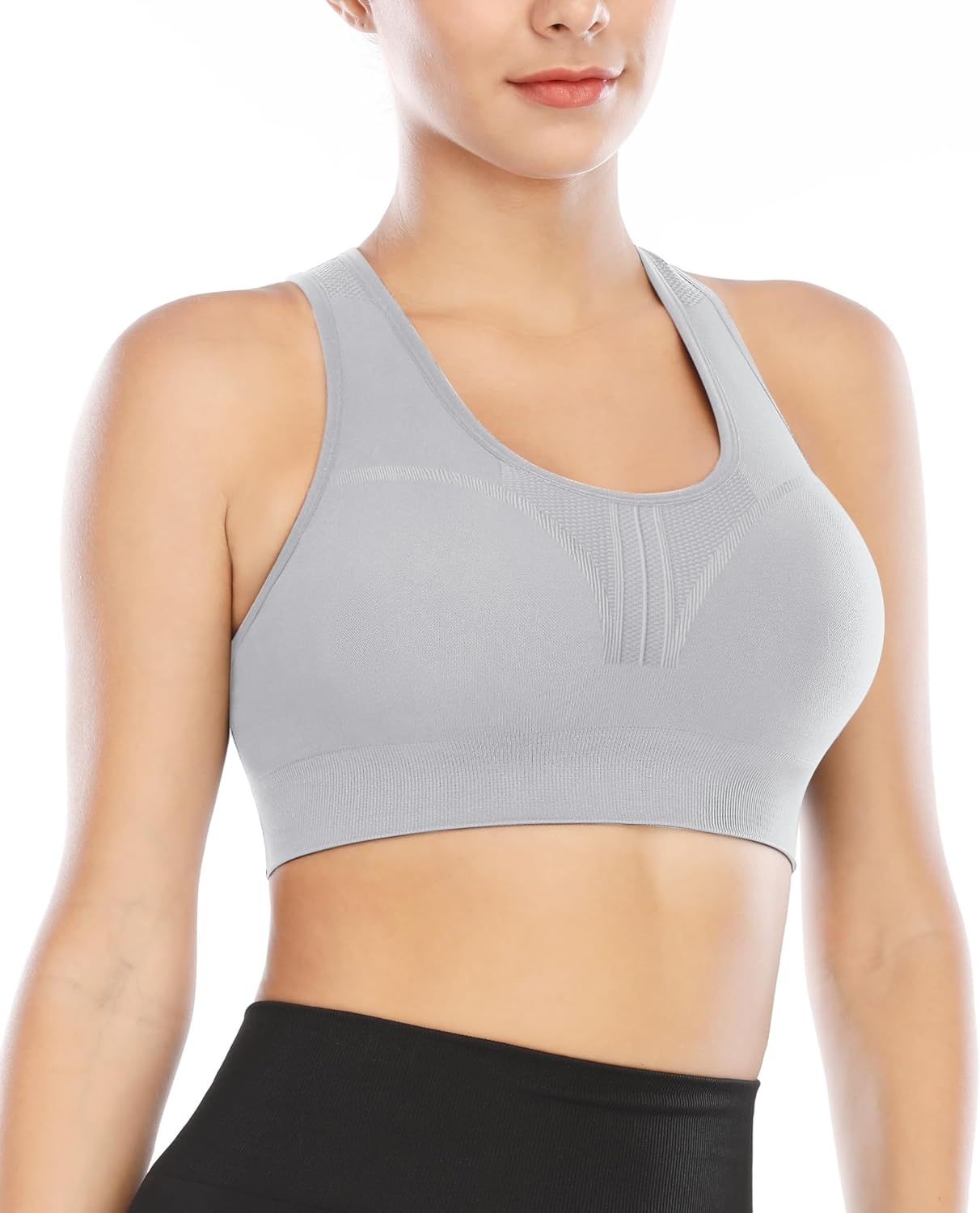 image:imageHeathyoga High Impact Sports Bras for Women High Support Padded Sports Bra Pack Racerback Bras for Women Workout Bra Sets3 Packsblackwhitegray