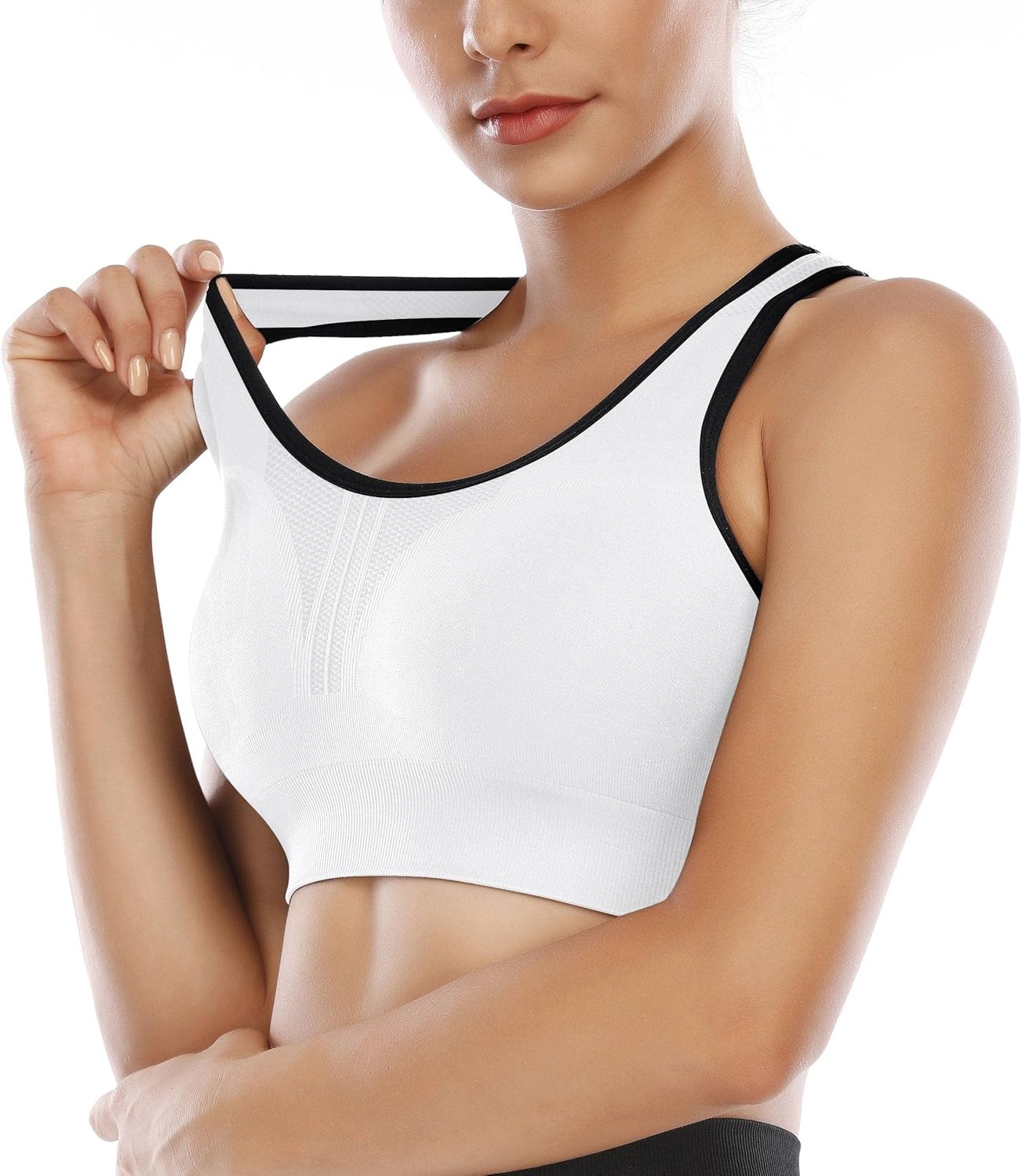 image:imageHeathyoga High Impact Sports Bras for Women High Support Padded Sports Bra Pack Racerback Bras for Women Workout Bra Sets3 Packsblackwhitepink