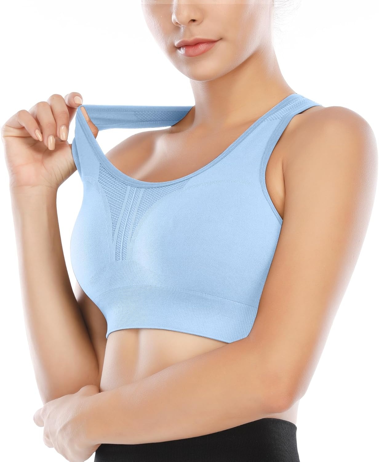 image:imageHeathyoga High Impact Sports Bras for Women High Support Padded Sports Bra Pack Racerback Bras for Women Workout Bra Sets4 Packsblackpinkgraybaby Blue