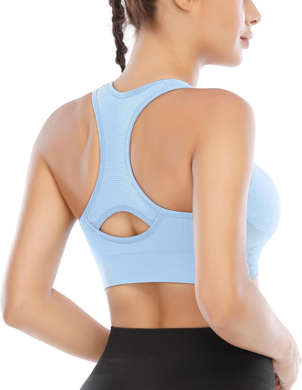 image:imageHeathyoga High Impact Sports Bras for Women High Support Padded Sports Bra Pack Racerback Bras for Women Workout Bra Sets4 Packsblackpinkgraybaby Blue