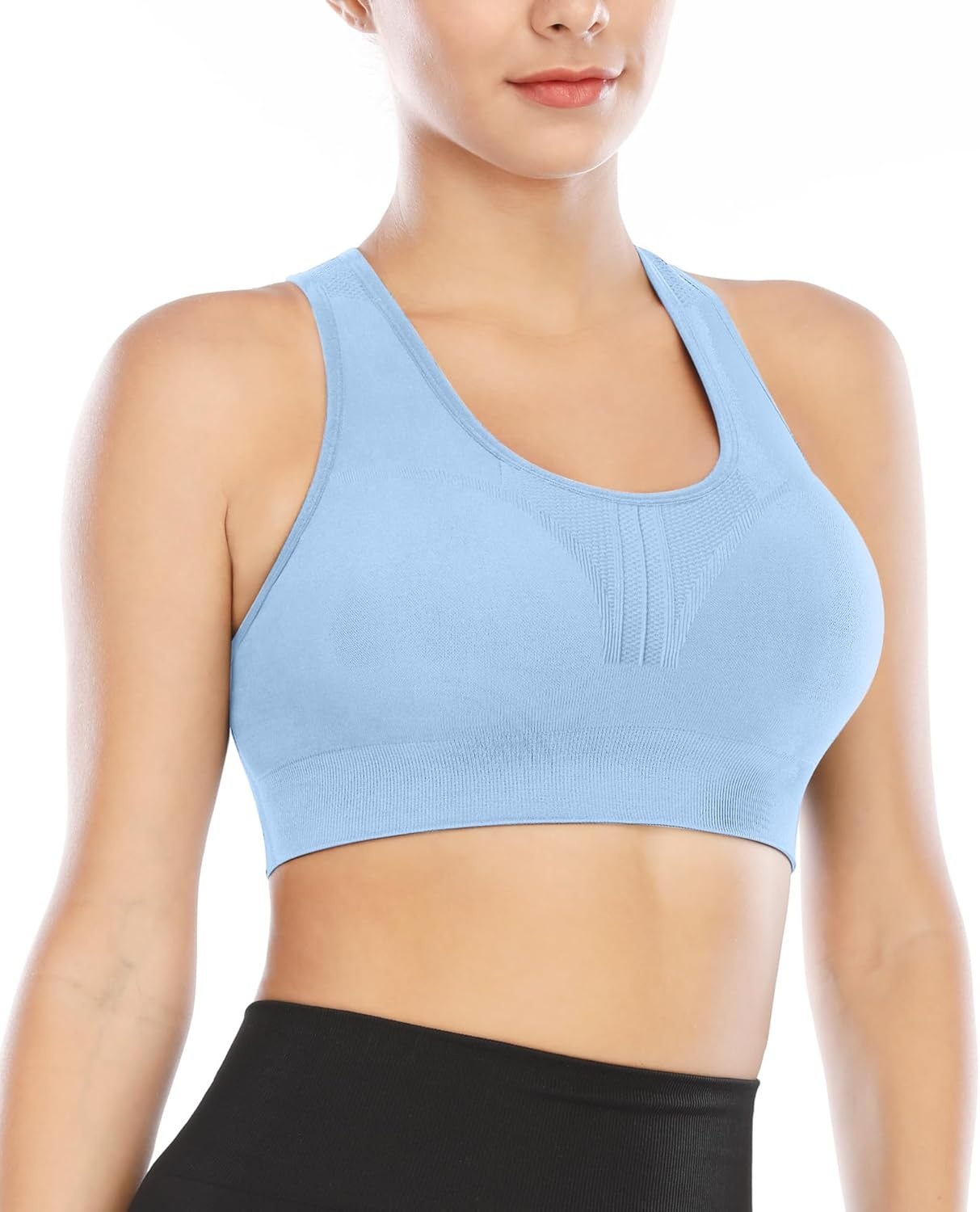 image:imageHeathyoga High Impact Sports Bras for Women High Support Padded Sports Bra Pack Racerback Bras for Women Workout Bra Sets4 Packsblackpinkgraybaby Blue