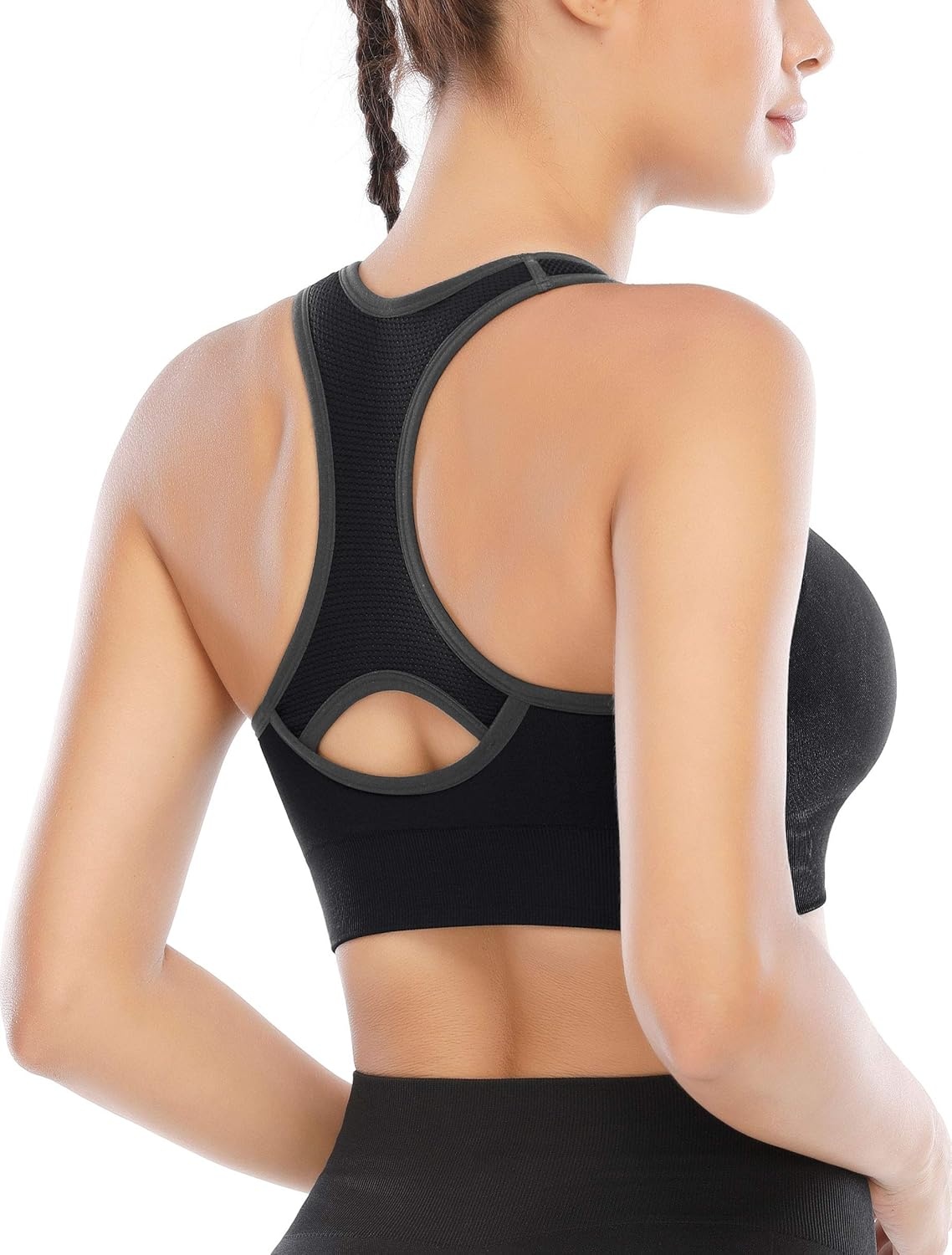 image:imageHeathyoga High Impact Sports Bras for Women High Support Padded Sports Bra Pack Racerback Bras for Women Workout Bra SetsDark
