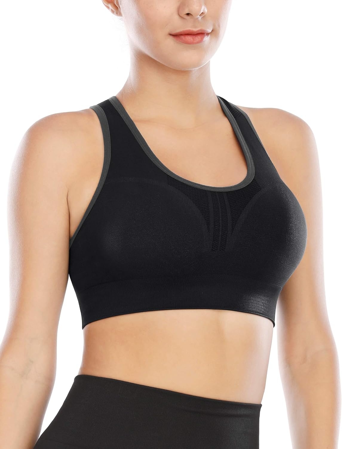 image:imageHeathyoga High Impact Sports Bras for Women High Support Padded Sports Bra Pack Racerback Bras for Women Workout Bra SetsDark