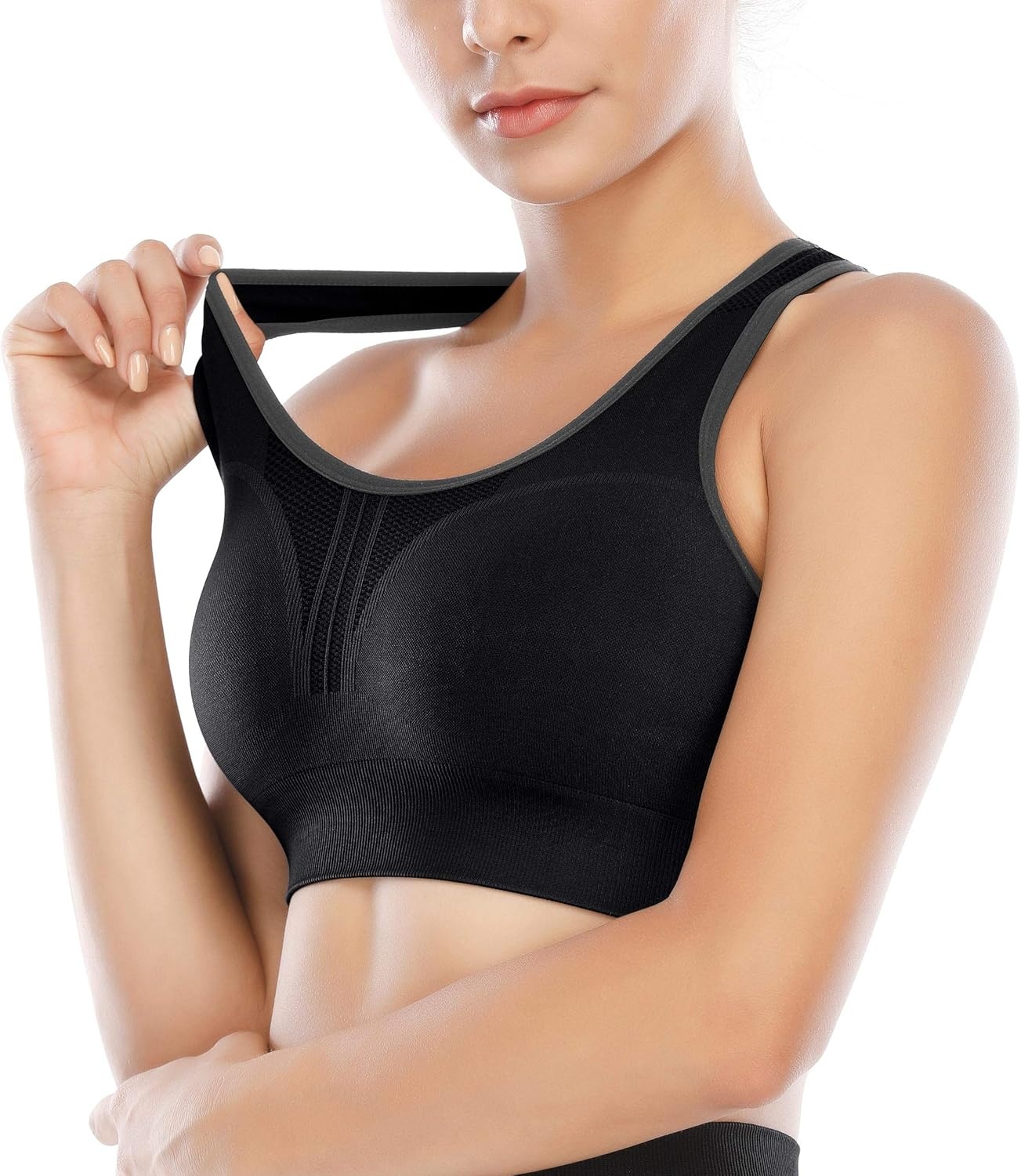 image:imageHeathyoga High Impact Sports Bras for Women High Support Padded Sports Bra Pack Racerback Bras for Women Workout Bra SetsDark