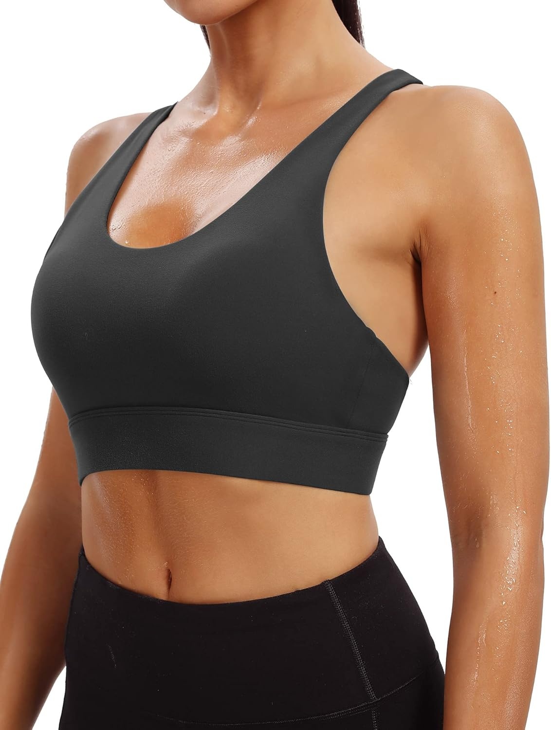 image:imageHeathyoga High Impact Sports Bras for Women High Support Sports Bra Padded Strappy Sports Bras for Running Workout Bras Black