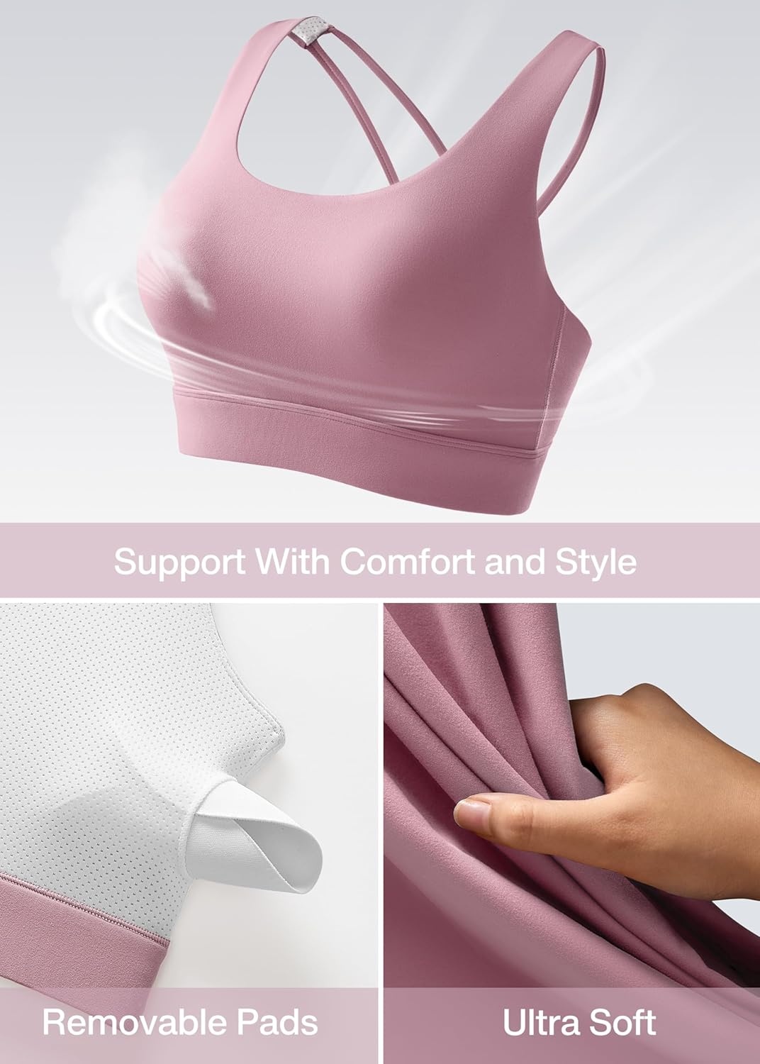 image:imageHeathyoga High Impact Sports Bras for Women High Support Strappy Sports Bra with Padding Workout Bras for Women Large Bust