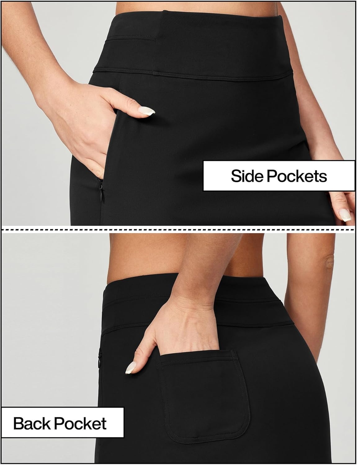 image:imageHeathyoga Knee Length Skorts for Woman Golf Skirts for Women Long Skorts Skirts for Women with Pockets Tennis Skirt SkortBlack