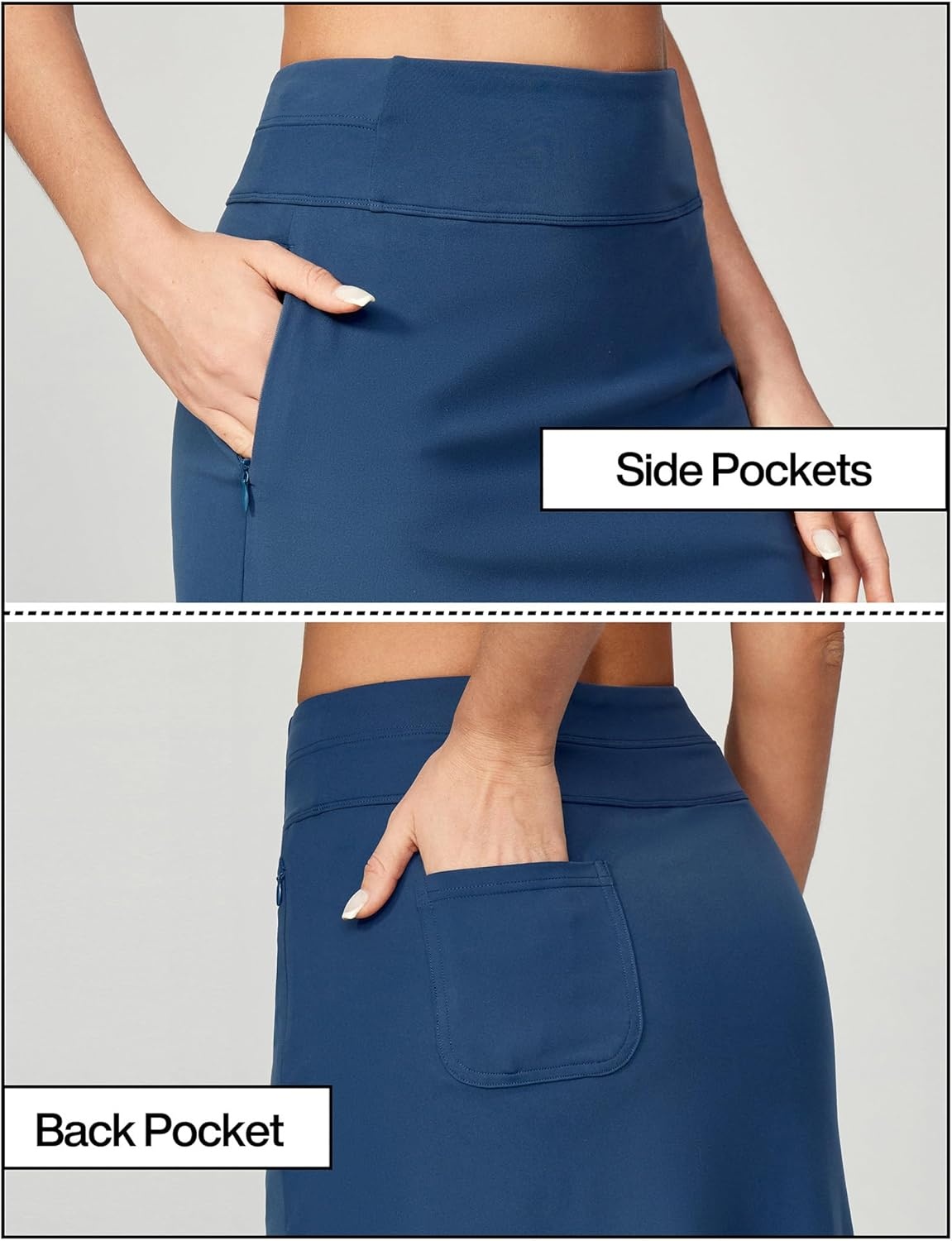 image:imageHeathyoga Knee Length Skorts for Woman Golf Skirts for Women Long Skorts Skirts for Women with Pockets Tennis Skirt SkortBlue