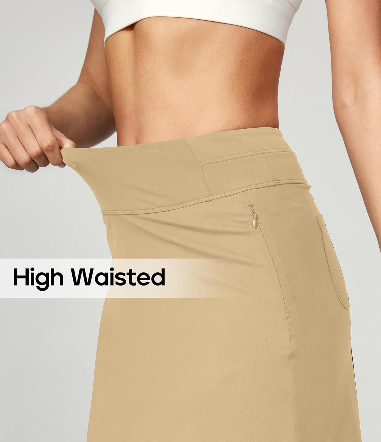 image:imageHeathyoga Knee Length Skorts for Woman Golf Skirts for Women Long Skorts Skirts for Women with Pockets Tennis Skirt SkortKhaki