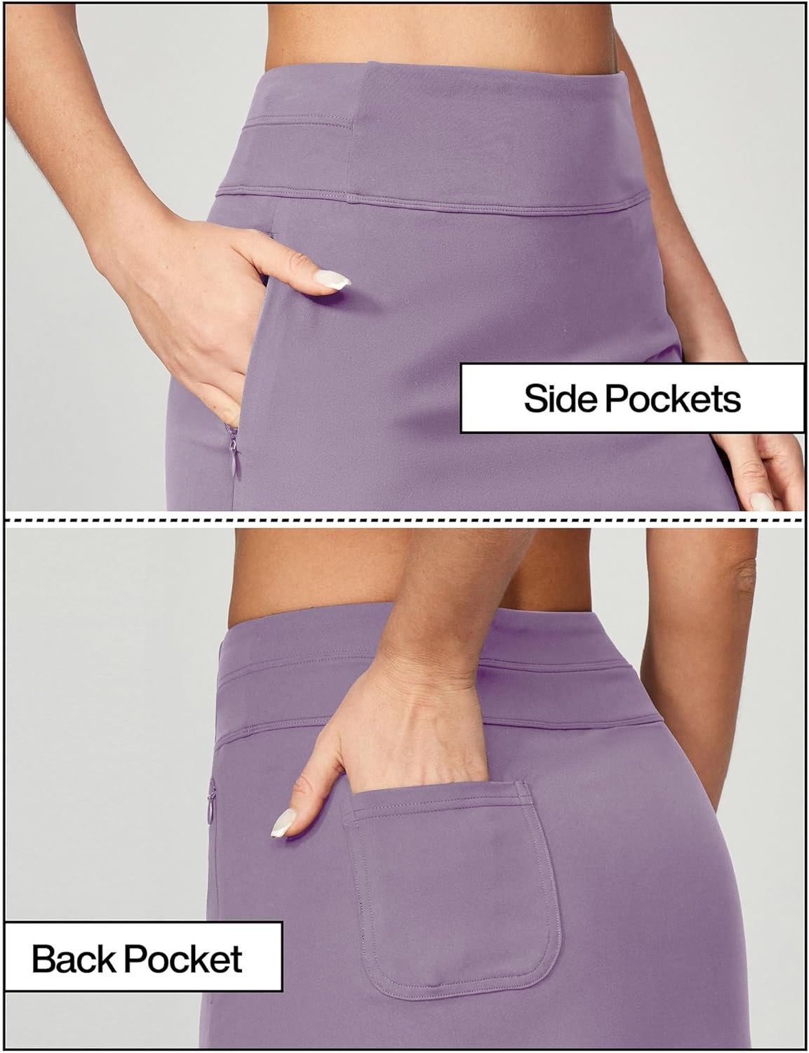 image:imageHeathyoga Knee Length Skorts for Woman Golf Skirts for Women Long Skorts Skirts for Women with Pockets Tennis Skirt SkortPurplish Red