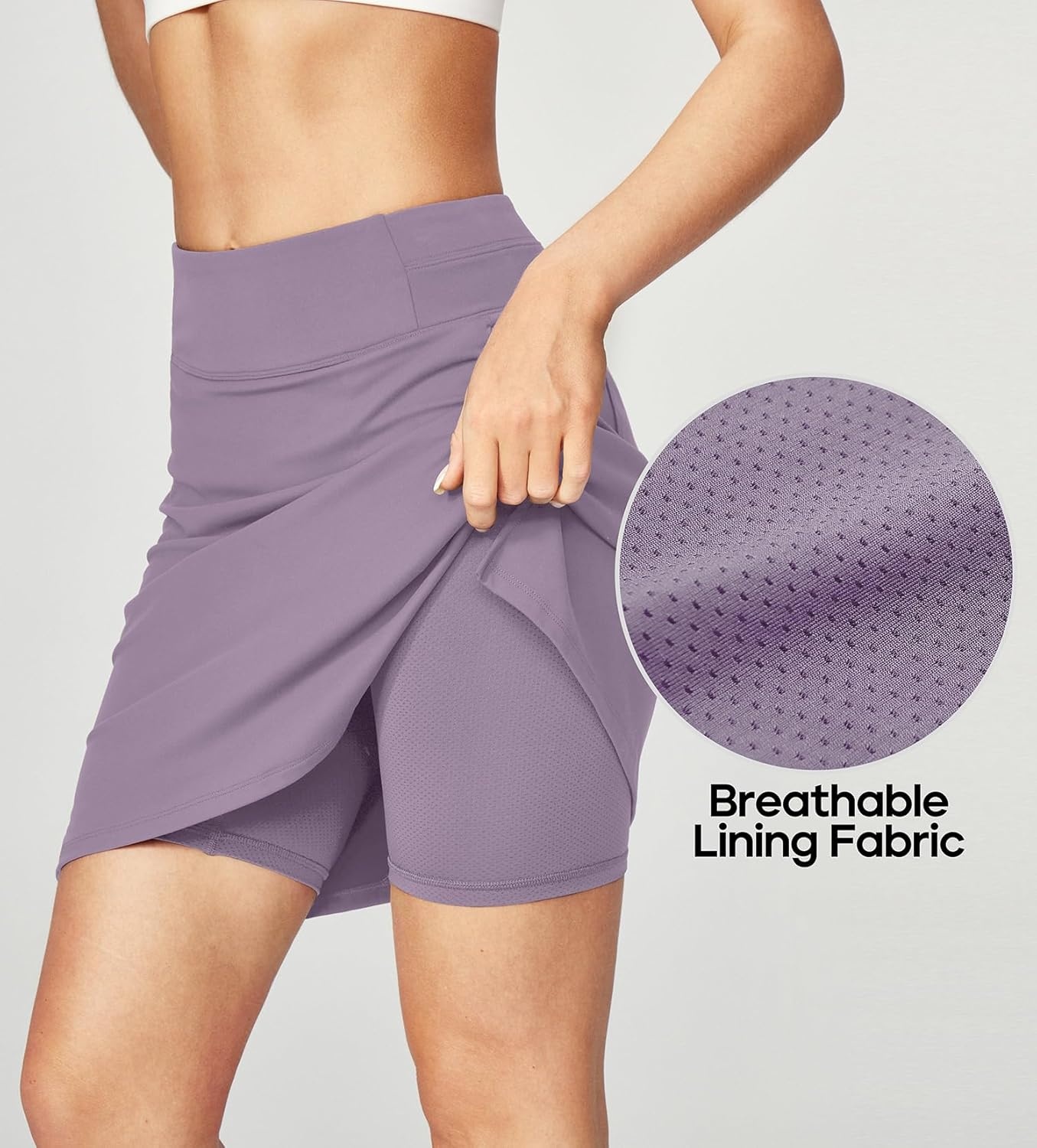 image:imageHeathyoga Knee Length Skorts for Woman Golf Skirts for Women Long Skorts Skirts for Women with Pockets Tennis Skirt SkortPurplish Red