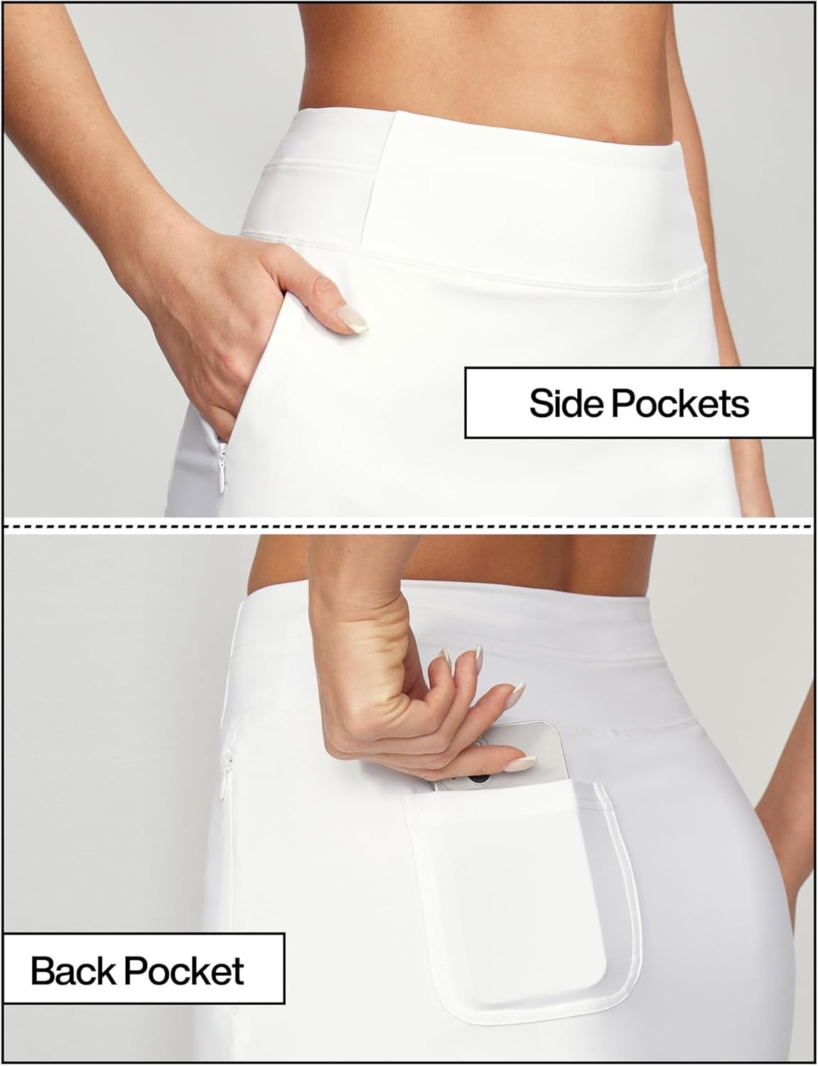 image:imageHeathyoga Knee Length Skorts for Woman Golf Skirts for Women Long Skorts Skirts for Women with Pockets Tennis Skirt SkortWhite