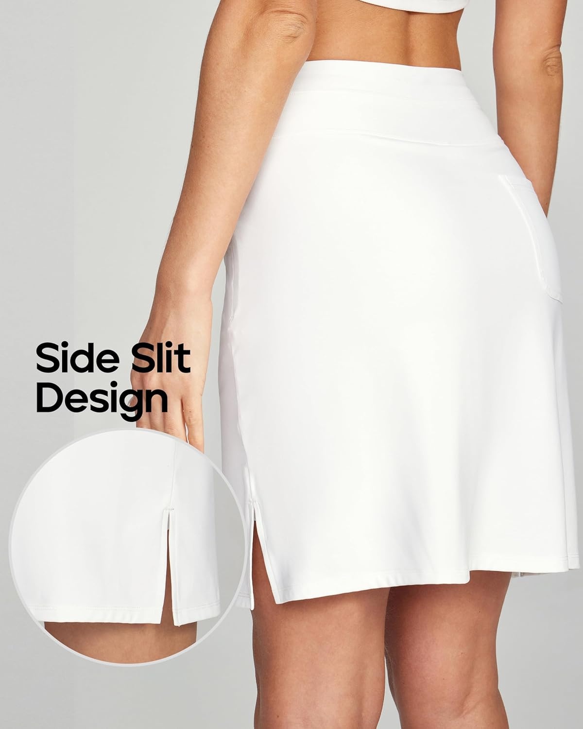 image:imageHeathyoga Knee Length Skorts for Woman Golf Skirts for Women Long Skorts Skirts for Women with Pockets Tennis Skirt SkortWhite