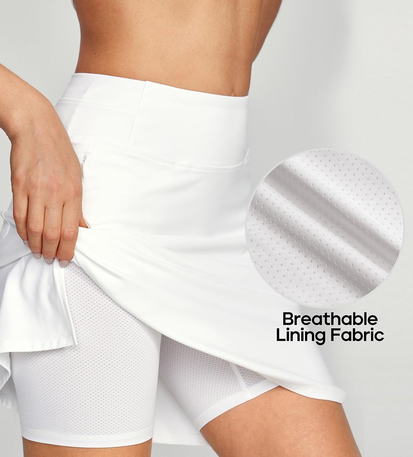 image:imageHeathyoga Knee Length Skorts for Woman Golf Skirts for Women Long Skorts Skirts for Women with Pockets Tennis Skirt SkortWhite