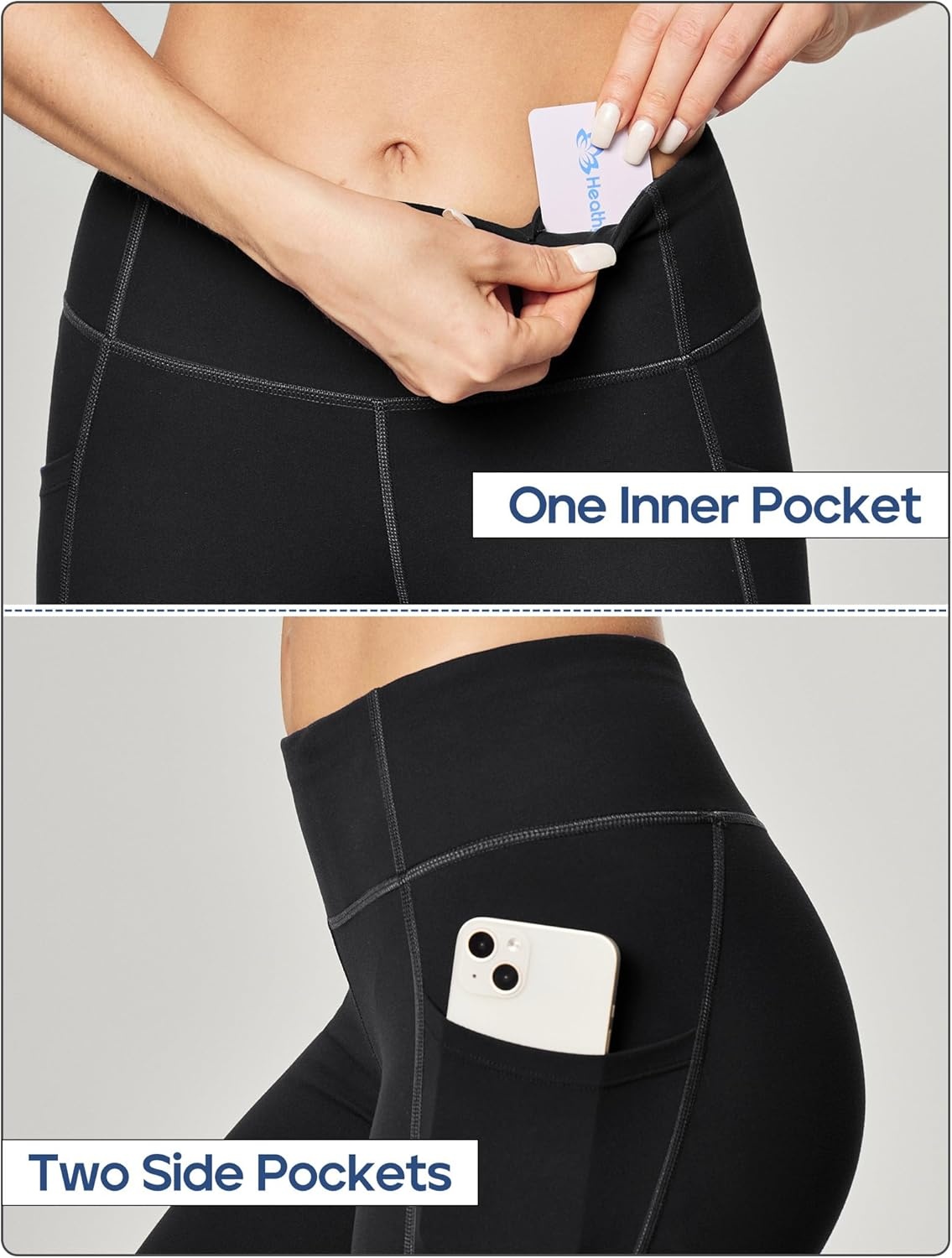 image:imageHeathyoga Leggings with Pockets for Women Tummy Control High Waisted Yoga Pants Women Compression Workout LeggingsBlack