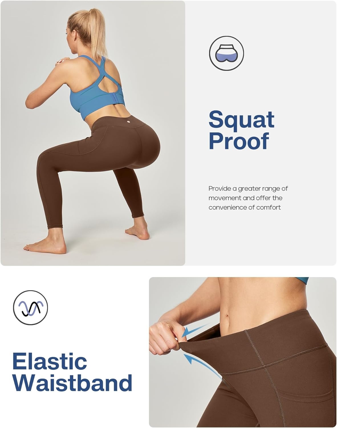 image:imageHeathyoga Leggings with Pockets for Women Tummy Control High Waisted Yoga Pants Women Compression Workout LeggingsBrown