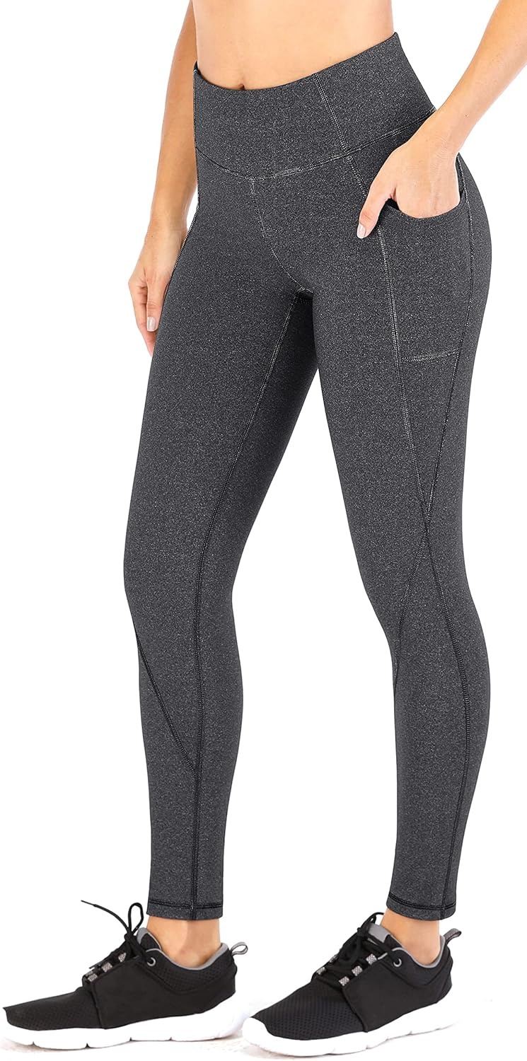 image:imageHeathyoga Leggings with Pockets for Women Tummy Control High Waisted Yoga Pants Women Compression Workout LeggingsDark Charcoal