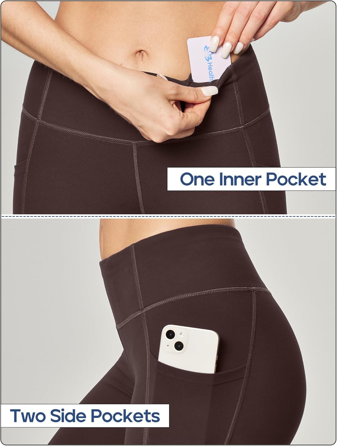 image:imageHeathyoga Leggings with Pockets for Women Tummy Control High Waisted Yoga Pants Women Compression Workout LeggingsEspresso