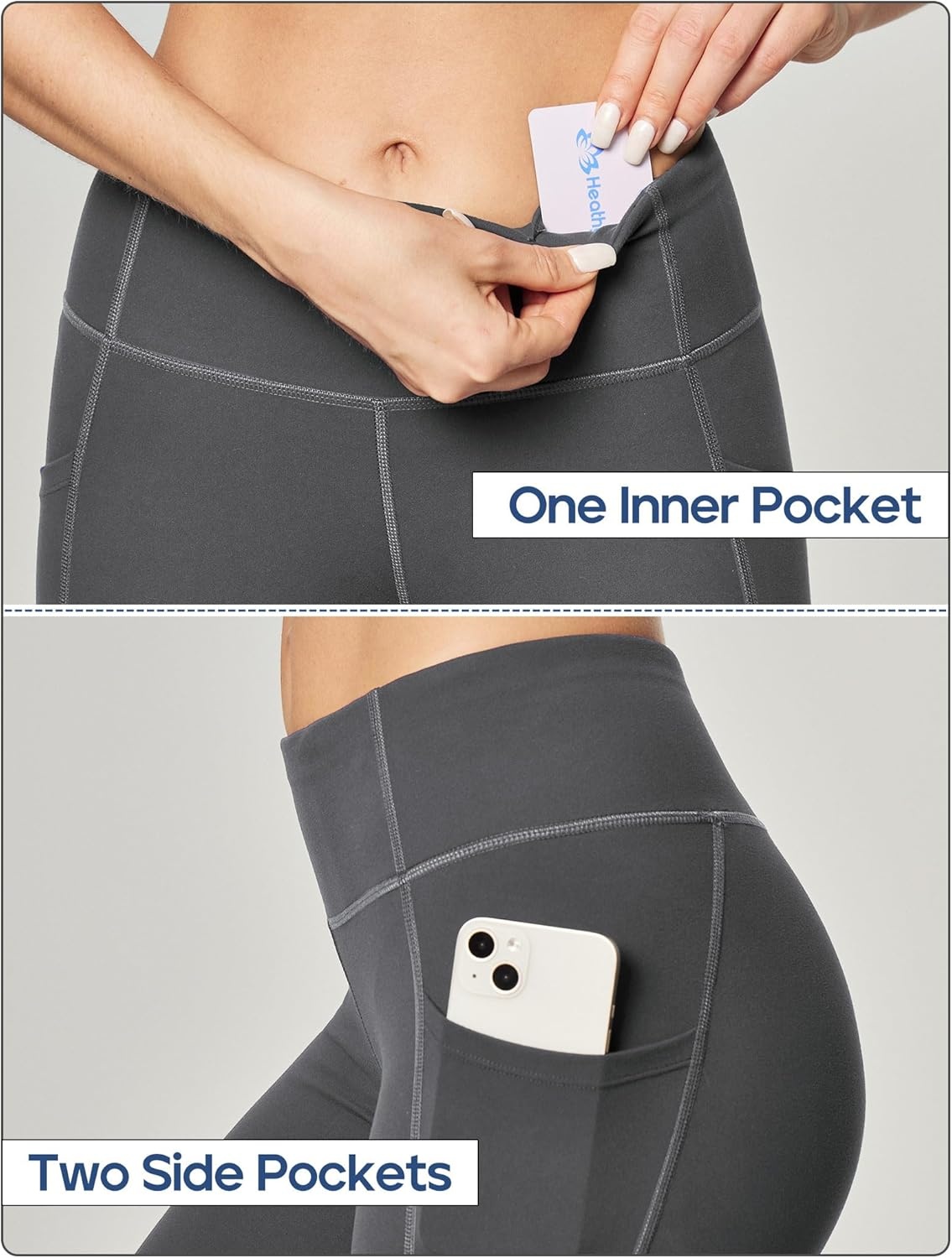image:imageHeathyoga Leggings with Pockets for Women Tummy Control High Waisted Yoga Pants Women Compression Workout LeggingsGray